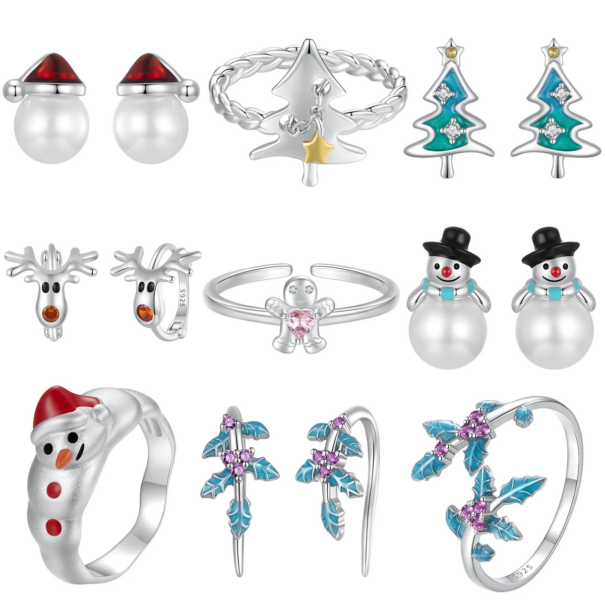 “Christmas Wonderland” S925 Sterling Silver Christmas Jewelry Set