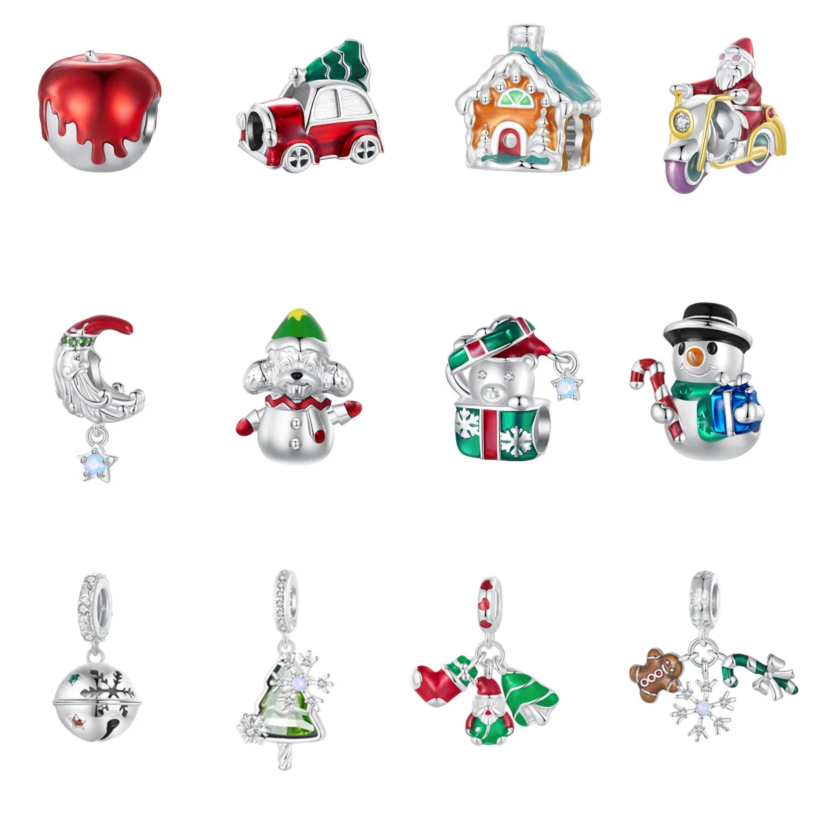 “Christmas Whimsy” S925 Sterling Silver Christmas Charm Bead