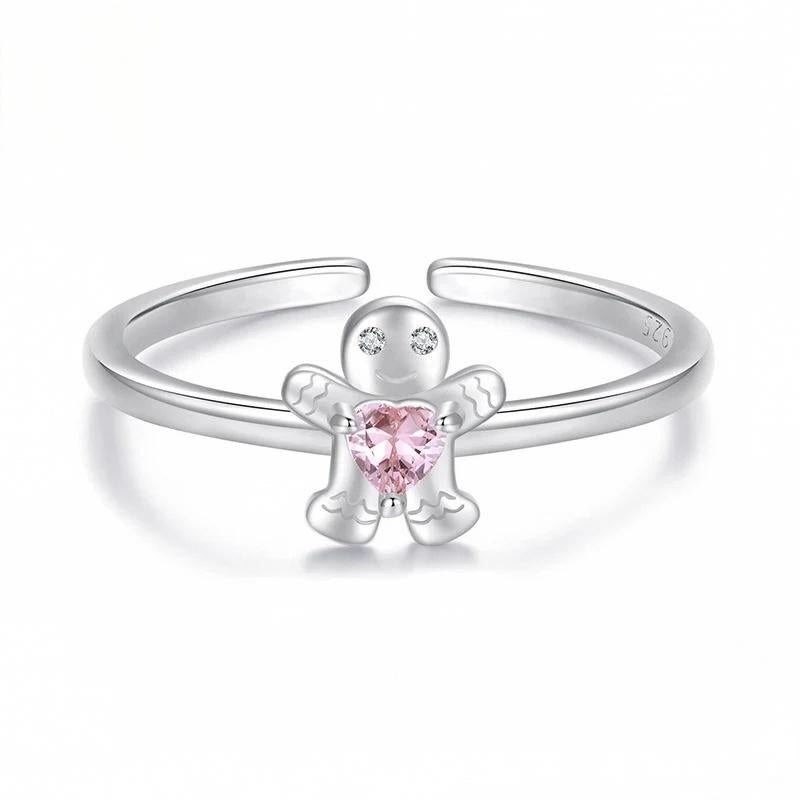 “Gingerbread Sweet” S925 Sterling Silver Open Gingerbread Man Ring