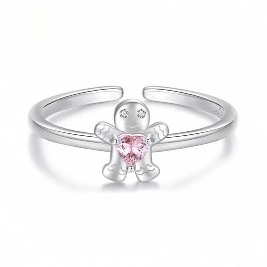 “Gingerbread Sweet” S925 Sterling Silver Open Gingerbread Man Ring