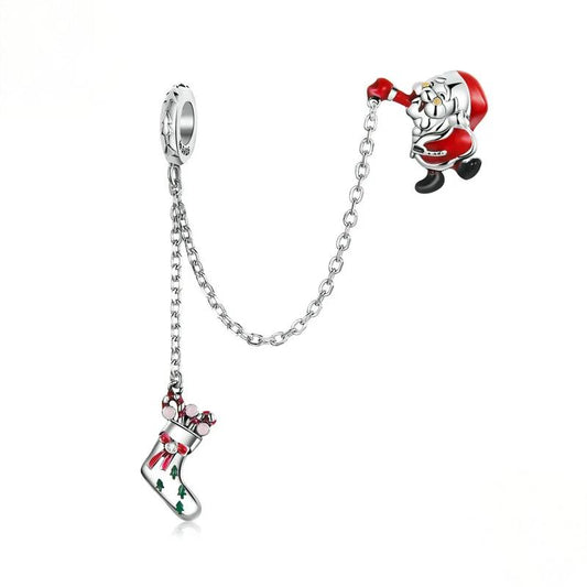 “Santa's Guard” S925 Sterling Silver Santa Claus Safety Chain Charm