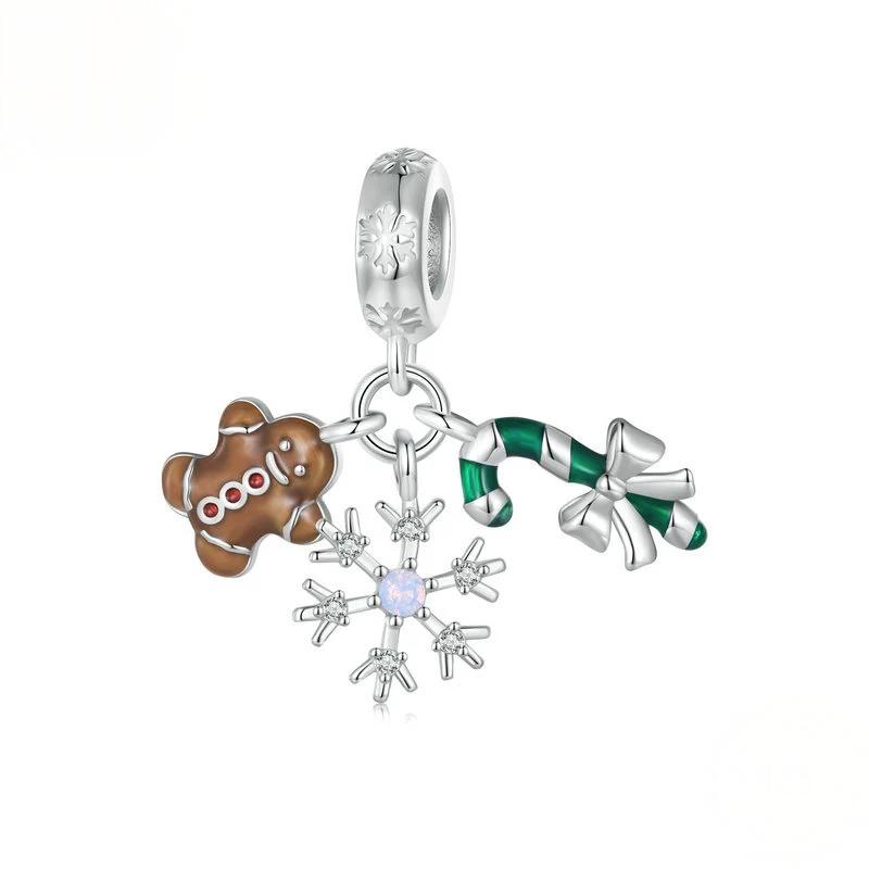 “Gingerbread Frost” S925 Sterling Silver Christmas Gingerbread Charm Bead