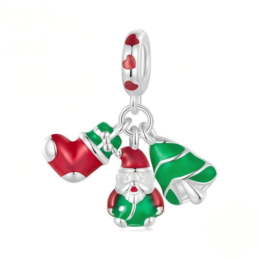 “Santa's Gift” S925 Sterling Silver Glow-in-the-Dark Christmas Stocking Charm Bead