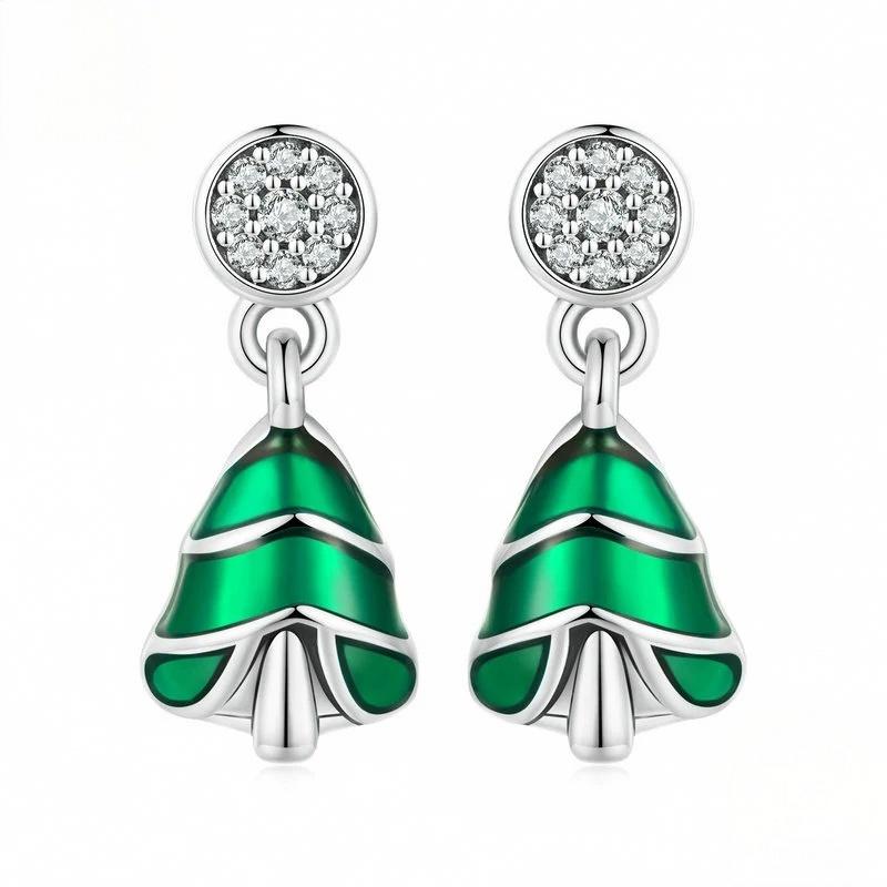 “Christmas Tree Glow” S925 Sterling Silver Christmas Tree Stud Earrings
