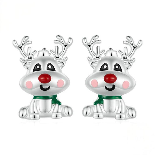 “Reindeer Noel” S925 Sterling Silver Reindeer Stud Earrings