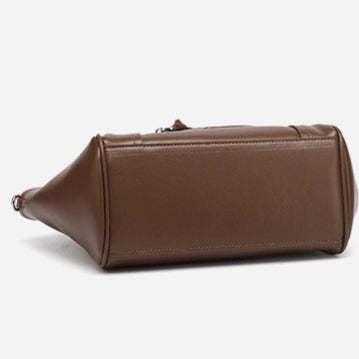 Women's Soft Cowhide Winged Flap Satchel with Adjustable Strap