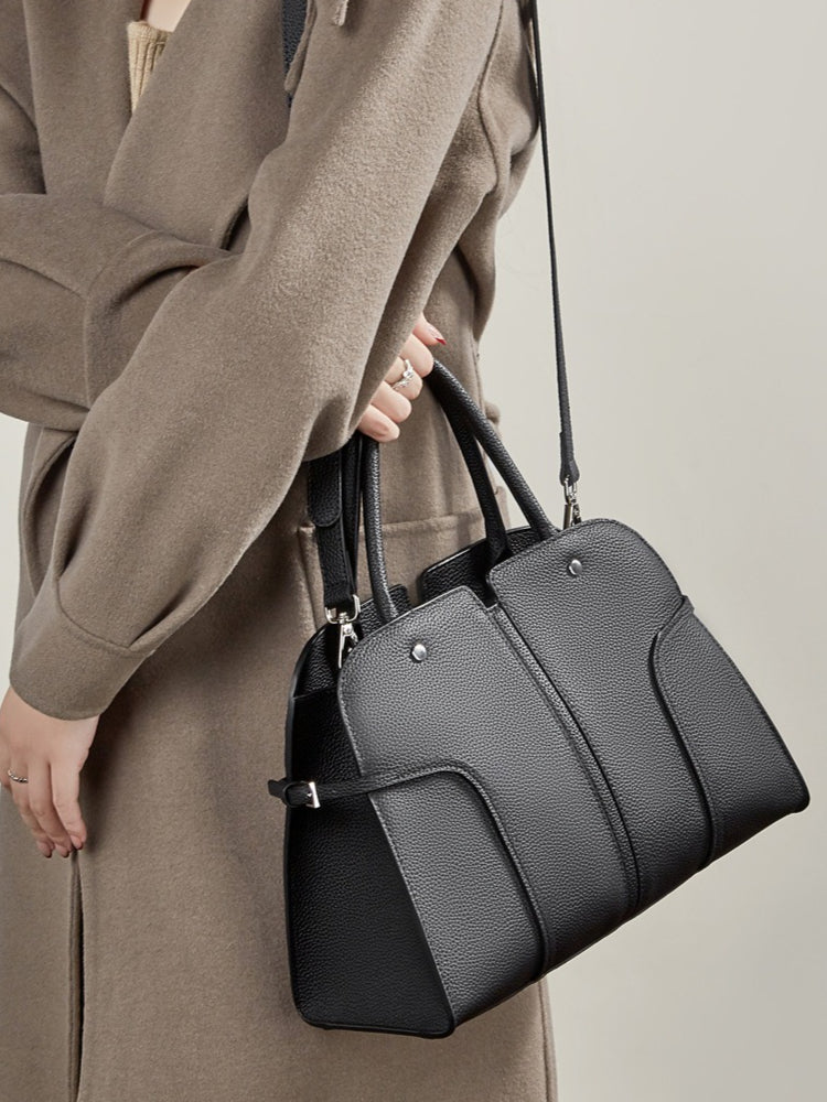 Women's Pebbled Cowhide Paneled Doctor-Style Work Bag