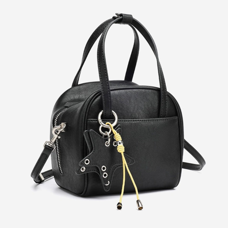 Women's Genuine Leather Mini Boston Bag with Star Charm