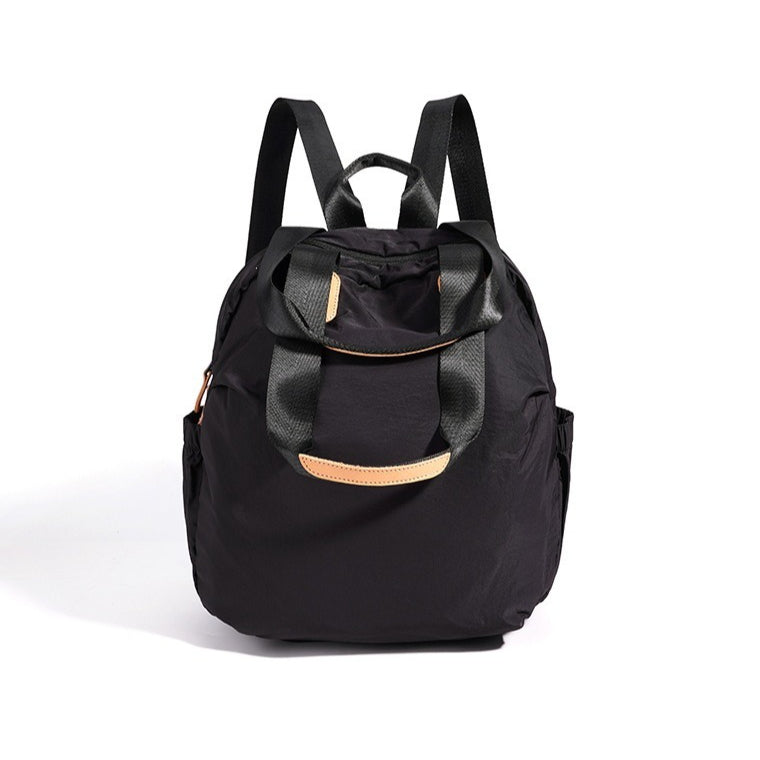 Women's Nylon Convertible Backpack with Genuine Leather Trim