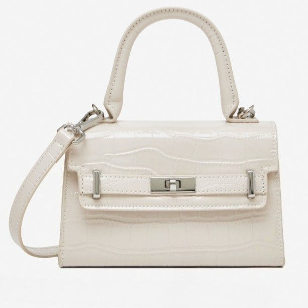 Women's Croc-Embossed Cowhide Structured Top-Handle Bag