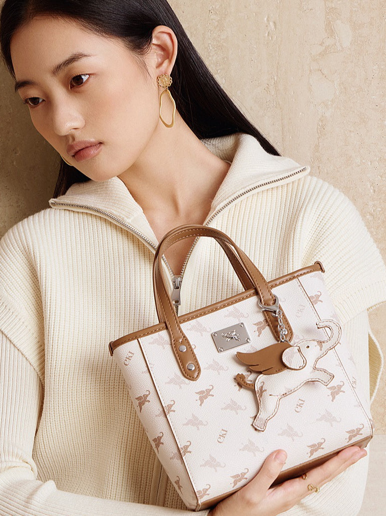 Women's Flying Elephant Monogram Mini Tote with Convertible Strap