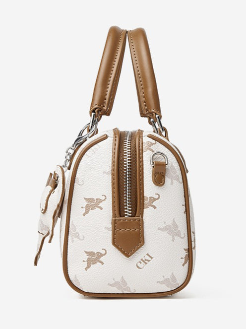 Women's Flying Elephant Monogram Mini Boston Bag with Charm