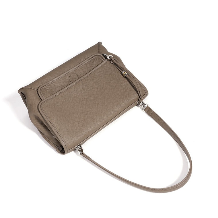 Women's Pebbled Cowhide Flap Messenger Bag with Adjustable Strap