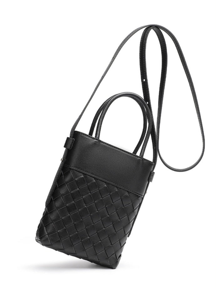 Women's Woven Lambskin Mini Tote with Adjustable Strap