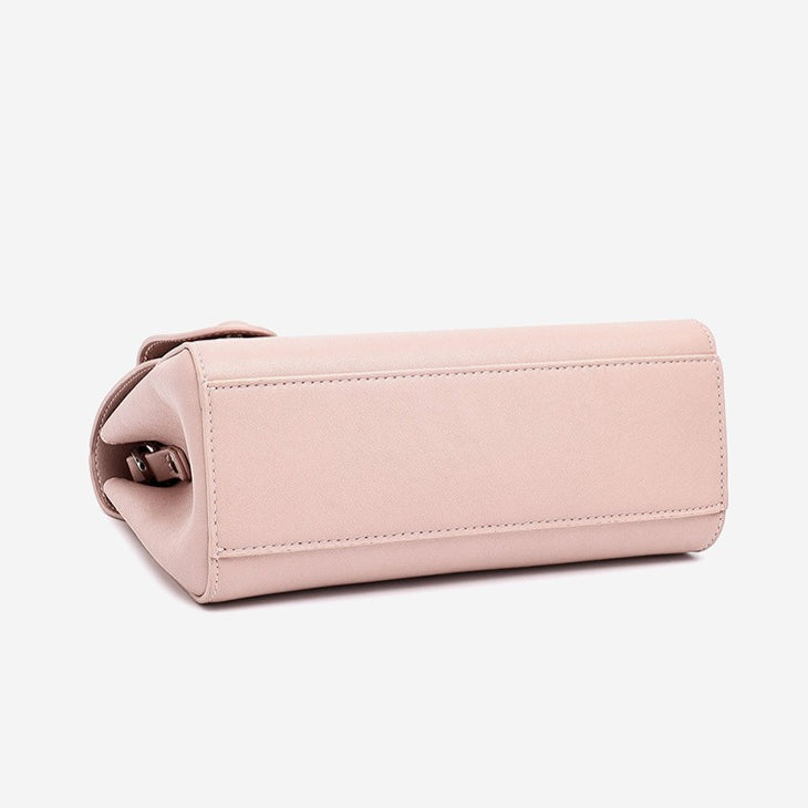 Women's Genuine Leather Square Flap Bag with Magnetic Closure