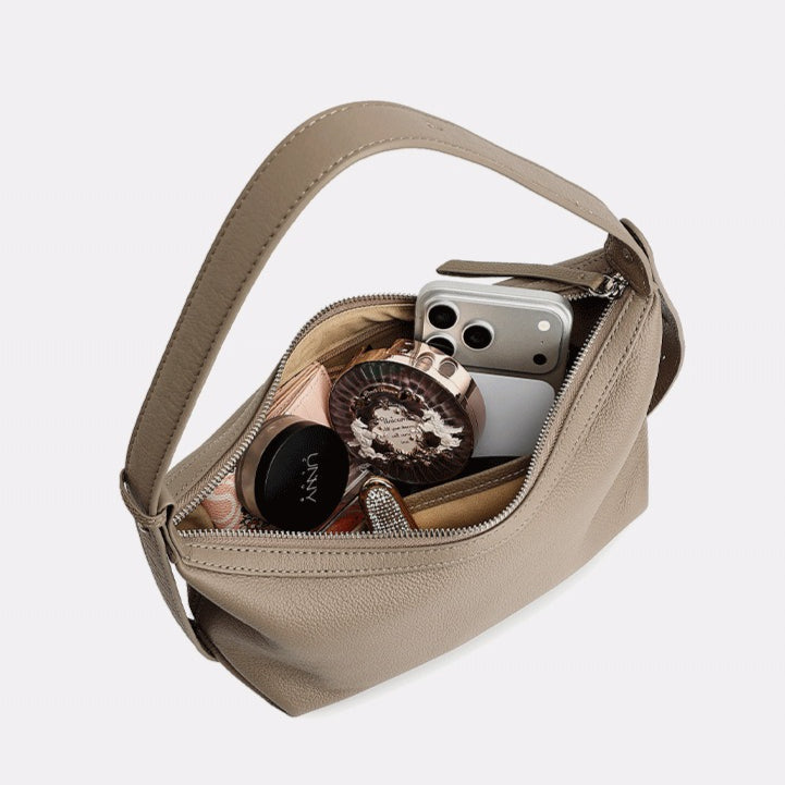 Women's Pebbled Cowhide Slouchy Hobo Bag with Hidden Strap