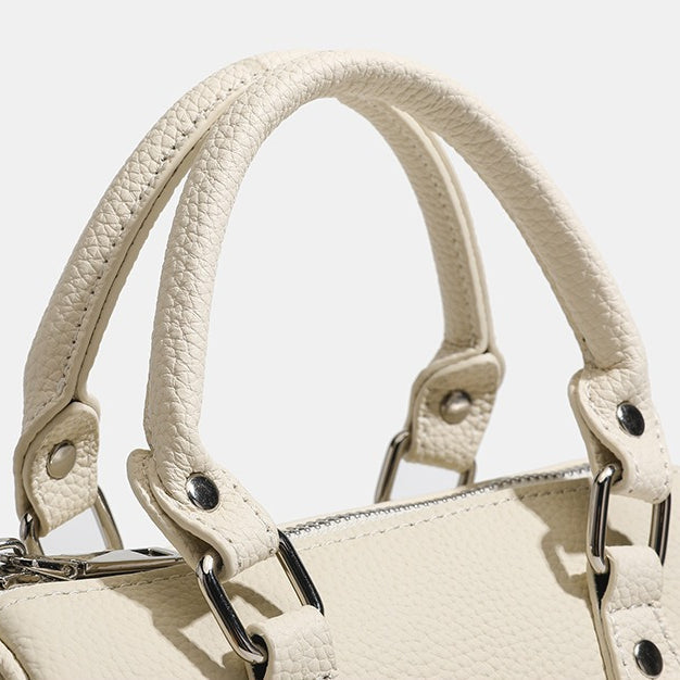 Women's Pebbled Cowhide Boston Barrel Bag with Detachable Strap