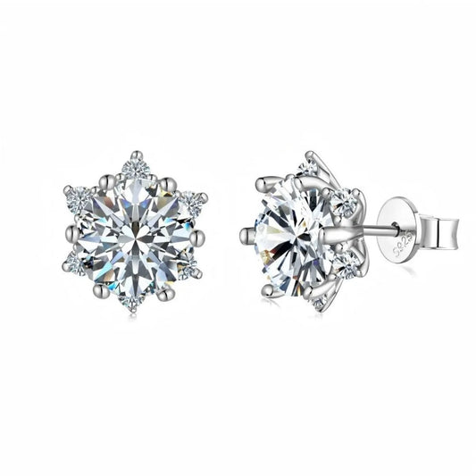 Starlight Crown Stud Earrings – 925 Sterling Silver Moissanite, Starburst Design, Gift Ready