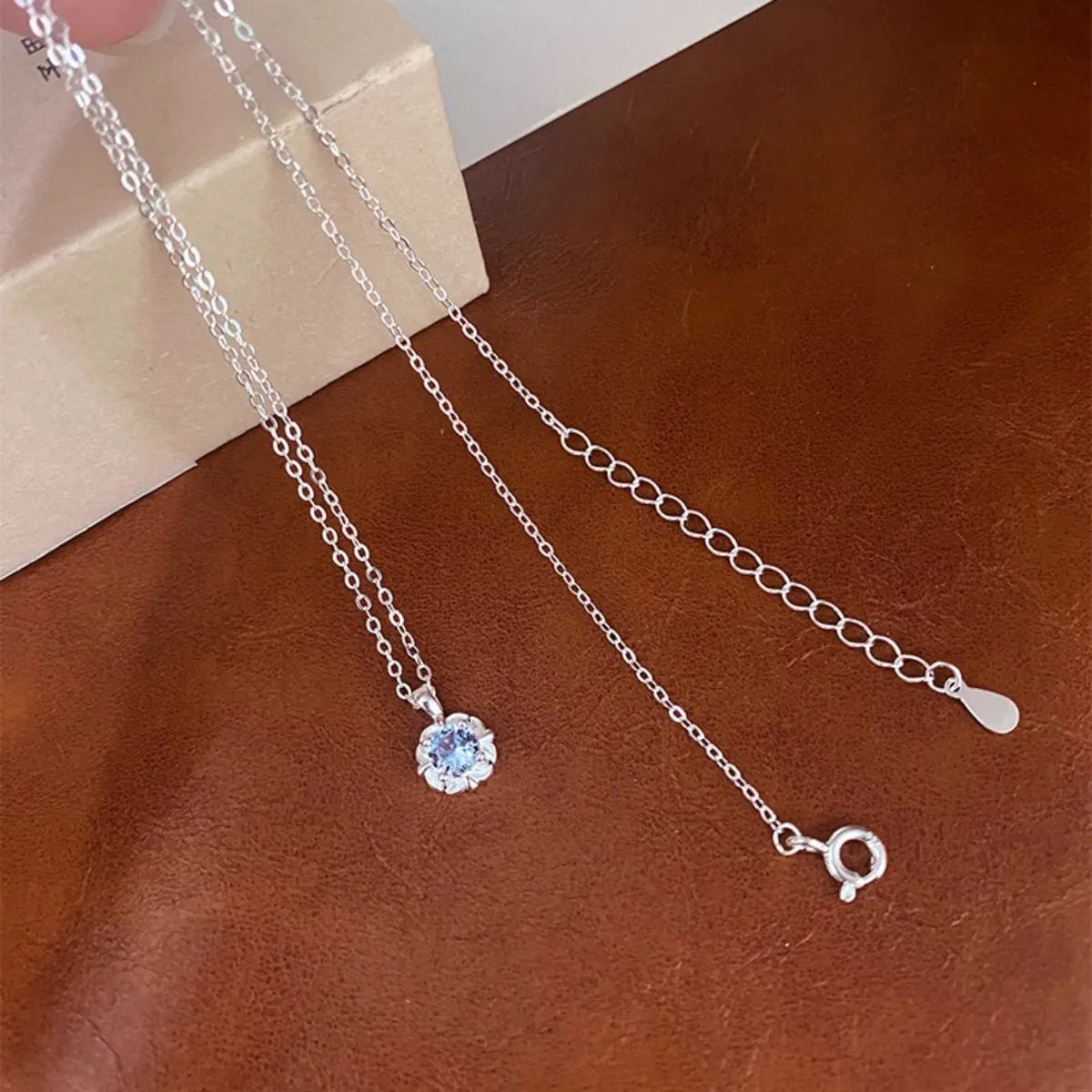 Blue Blossom Necklace & Ring Set – 925 Sterling Silver Blue Cubic Zirconia, Adjustable, Gift Ready
