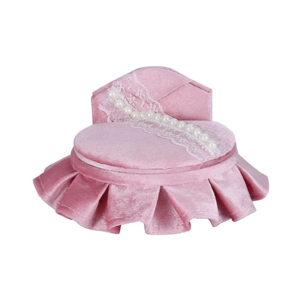 Princess Manor Velvet Pearl Lace Mini Furniture Jewelry Box Set – 7-Piece, Gift Ready