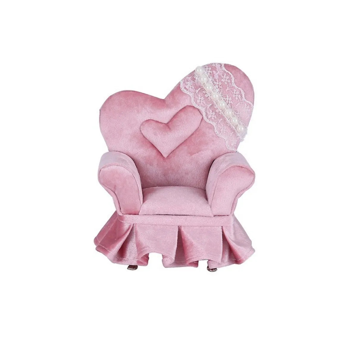 Princess Manor Velvet Pearl Lace Mini Furniture Jewelry Box Set – 7-Piece, Gift Ready