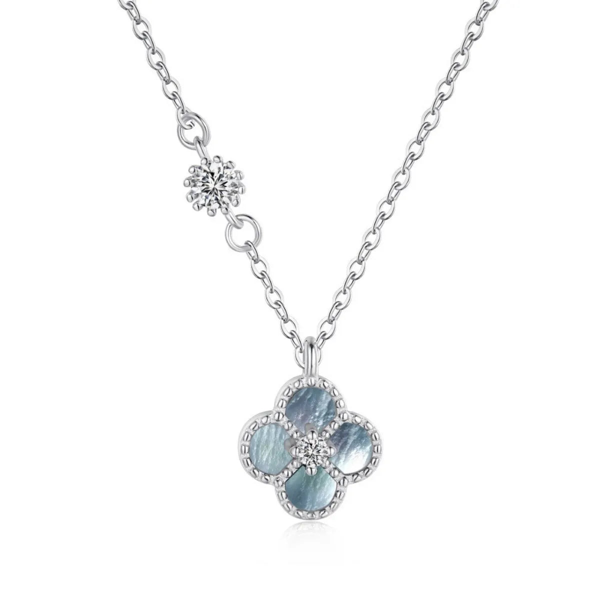 Mother of Pearl Clover Jewelry Set 925 Sterling Silver Necklace Bracelet Earrings