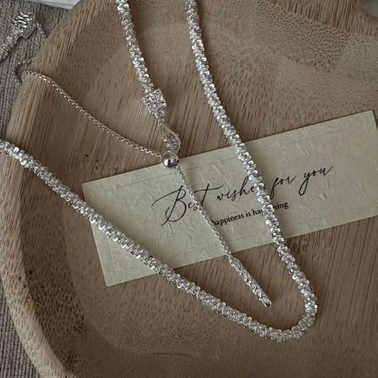 Gleam Slide S925 Sterling Silver Adjustable Necklace – Minimal & Elegant