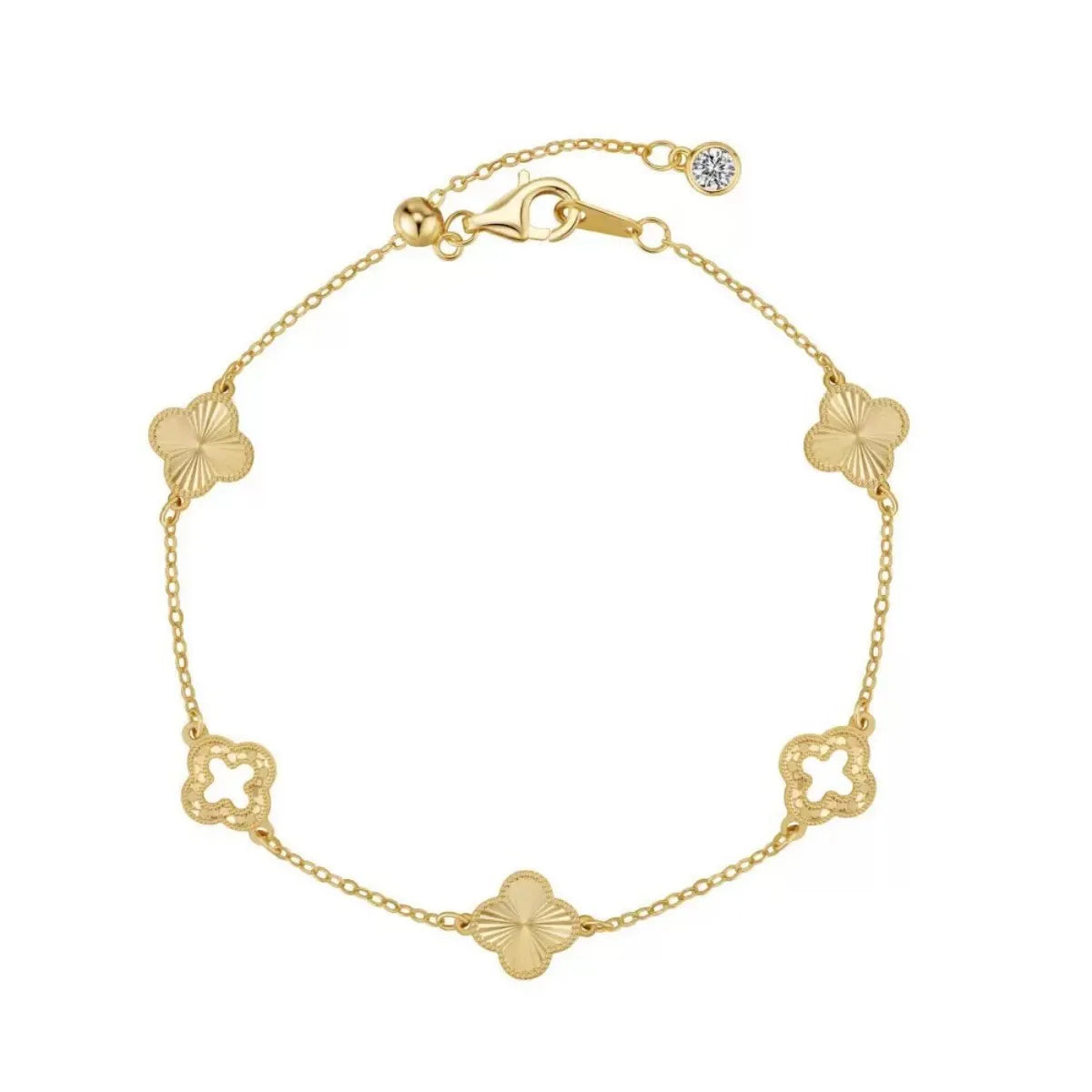 Luster Clover 925 Sterling Silver Necklace and Bracelet Set Laser Cut Clover Jewelry Set