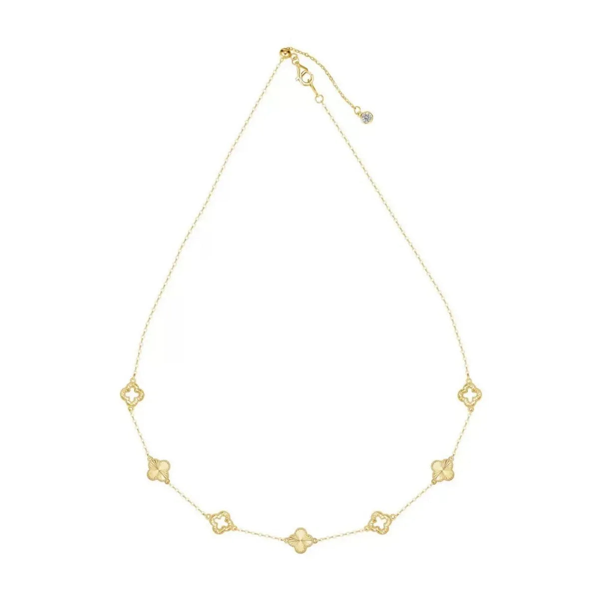 Luster Clover 925 Sterling Silver Necklace and Bracelet Set Laser Cut Clover Jewelry Set