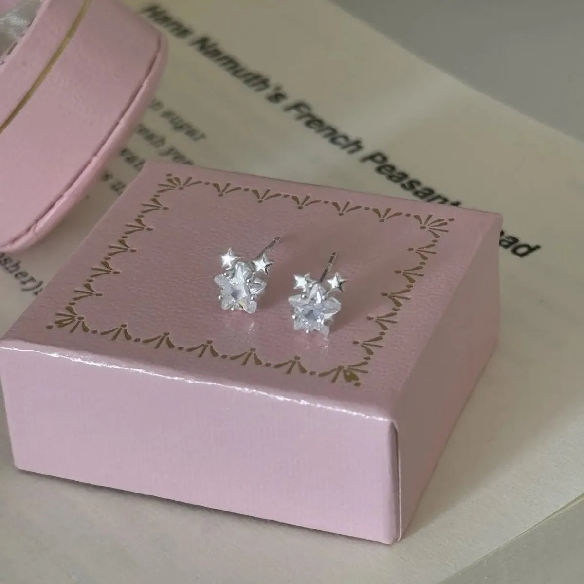 999 Pure Silver Star Stud Earrings Japanese Style Minimalist Elegant