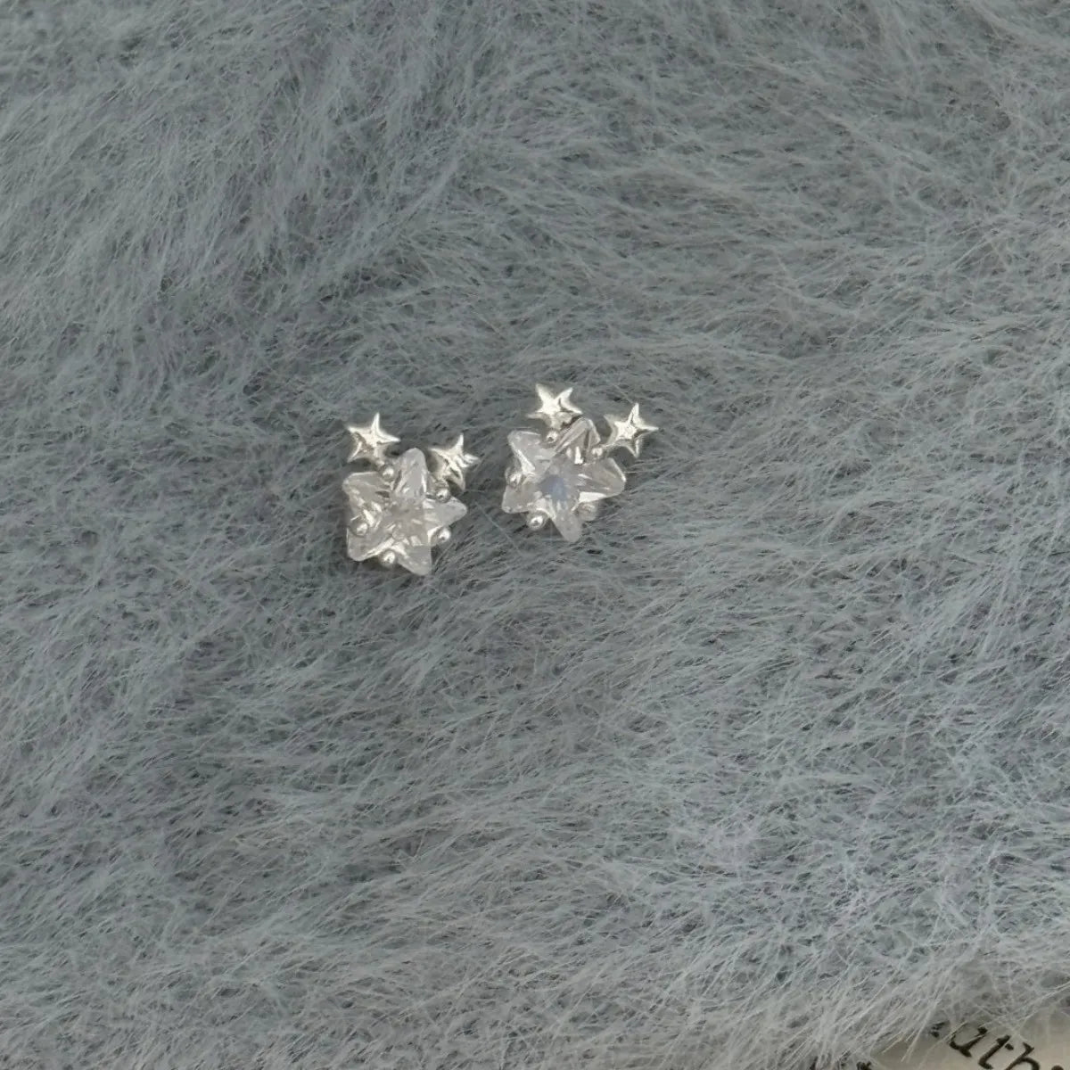 999 Pure Silver Star Stud Earrings Japanese Style Minimalist Elegant