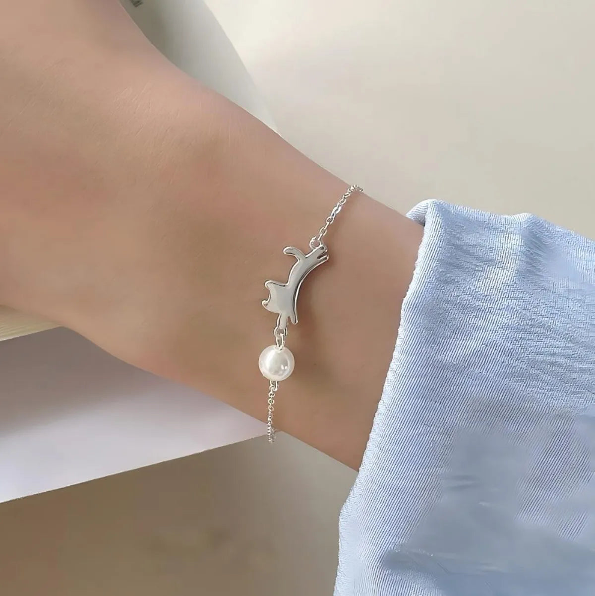 925 Sterling Silver Cat Bracelet Playful Kitty Cute & Elegant