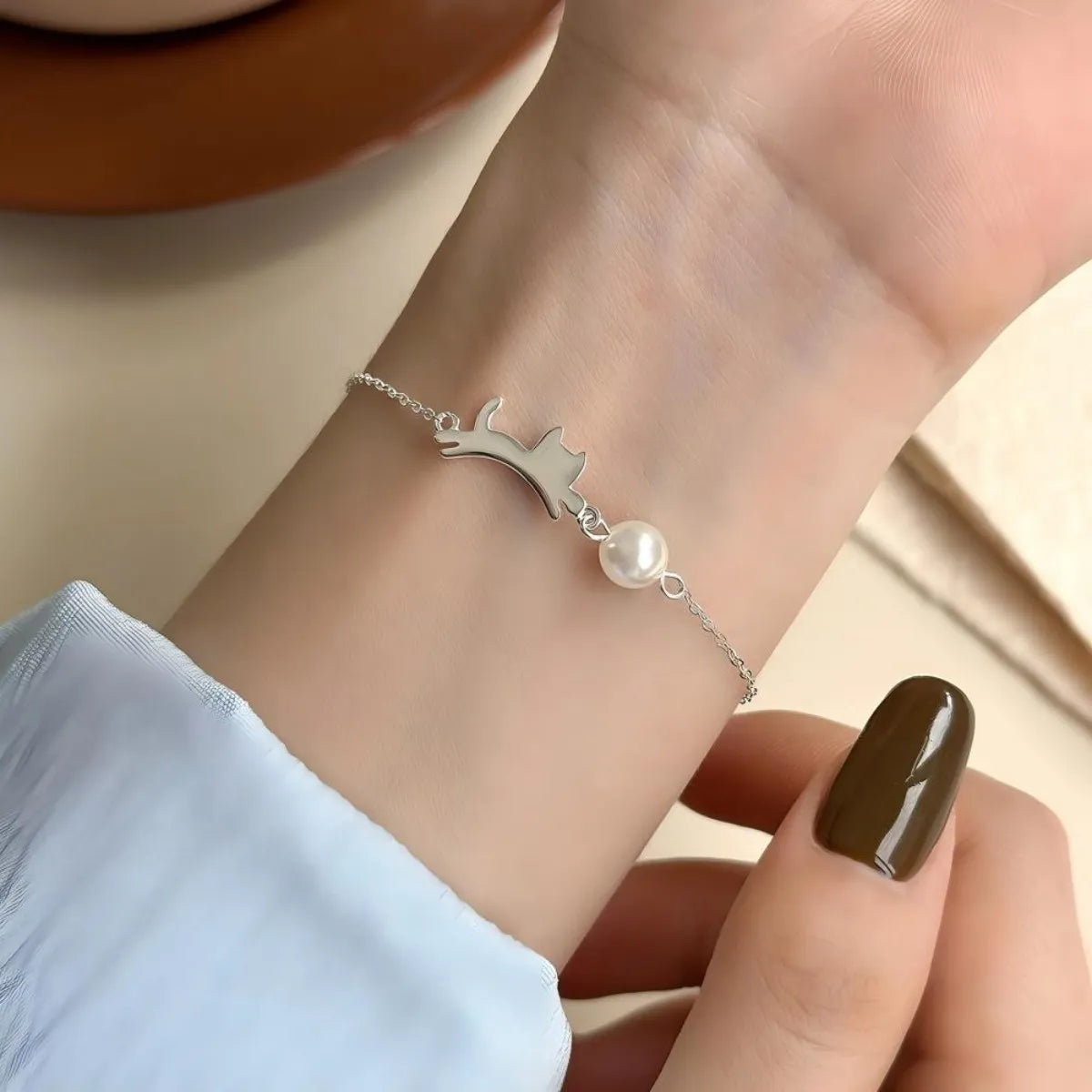925 Sterling Silver Cat Bracelet Playful Kitty Cute & Elegant