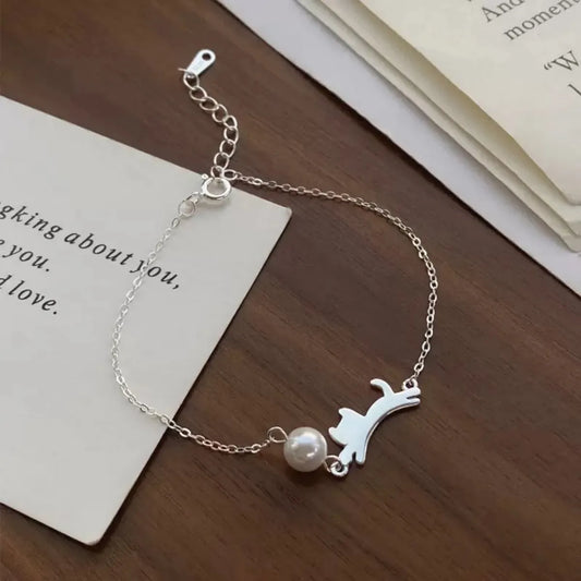 925 Sterling Silver Cat Bracelet Playful Kitty Cute & Elegant