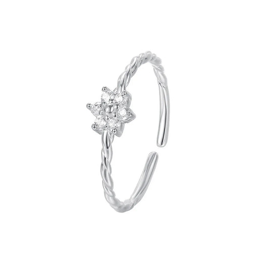 925 Sterling Silver Snowflake Knot Ring Adjustable Cool Chic Jewelry