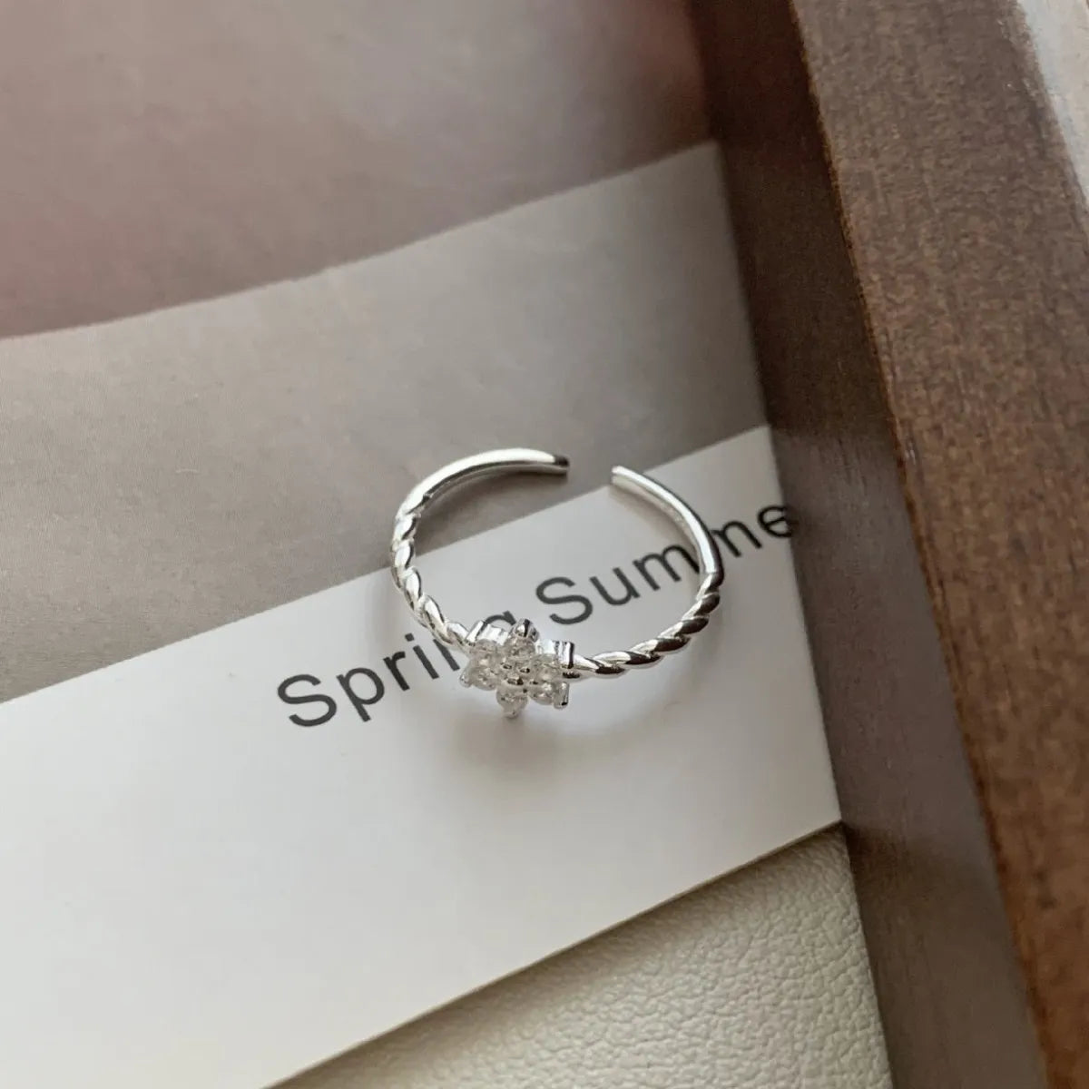 925 Sterling Silver Snowflake Knot Ring Adjustable Cool Chic Jewelry