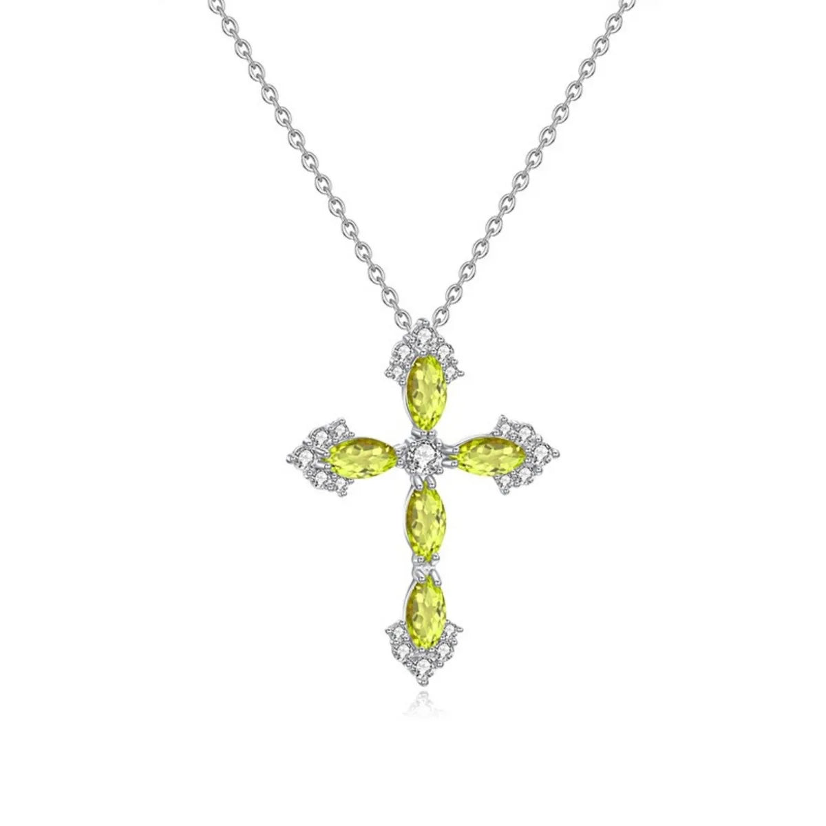 925 Sterling Silver Topaz-Blue Cross Pendant Necklace Adjustable Mystical Jewelry