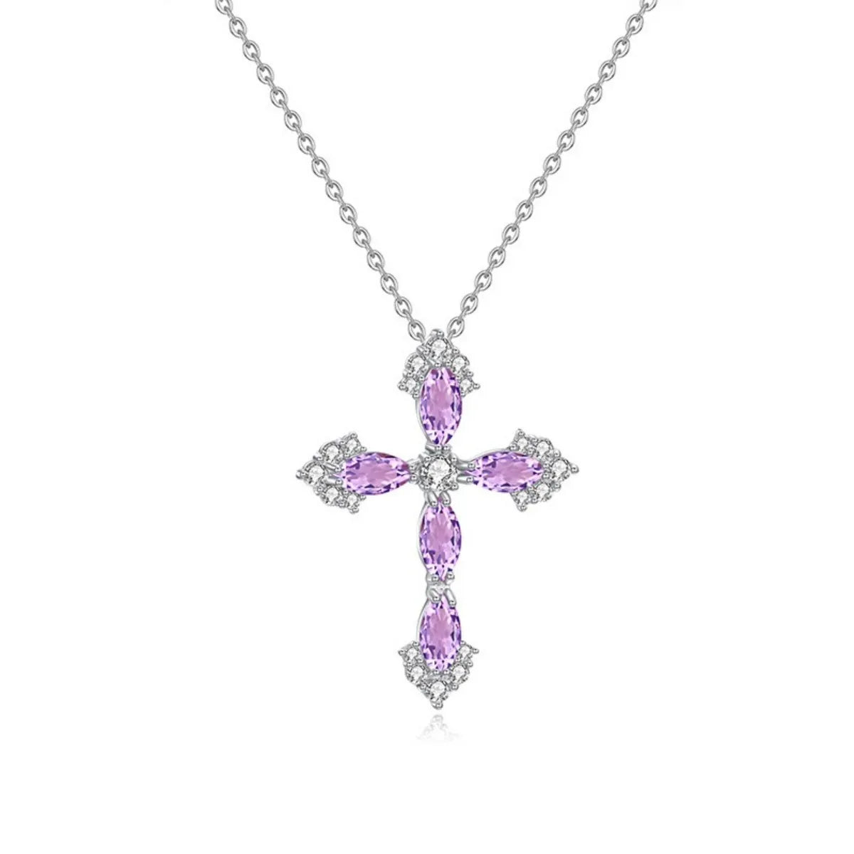925 Sterling Silver Topaz-Blue Cross Pendant Necklace Adjustable Mystical Jewelry