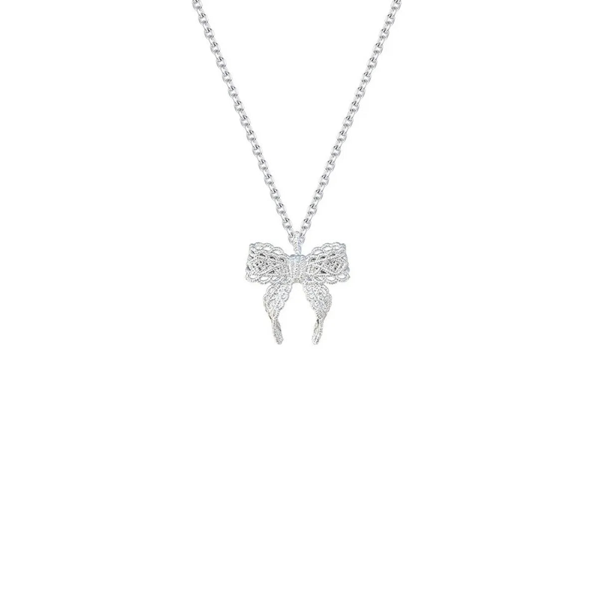 925 Sterling Silver French Bow Jewelry Set Necklace Earrings Ring