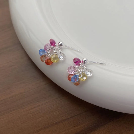 925 Sterling Silver Multicolor Cubic Zirconia Earrings – Colorful Sparkle Jewelry