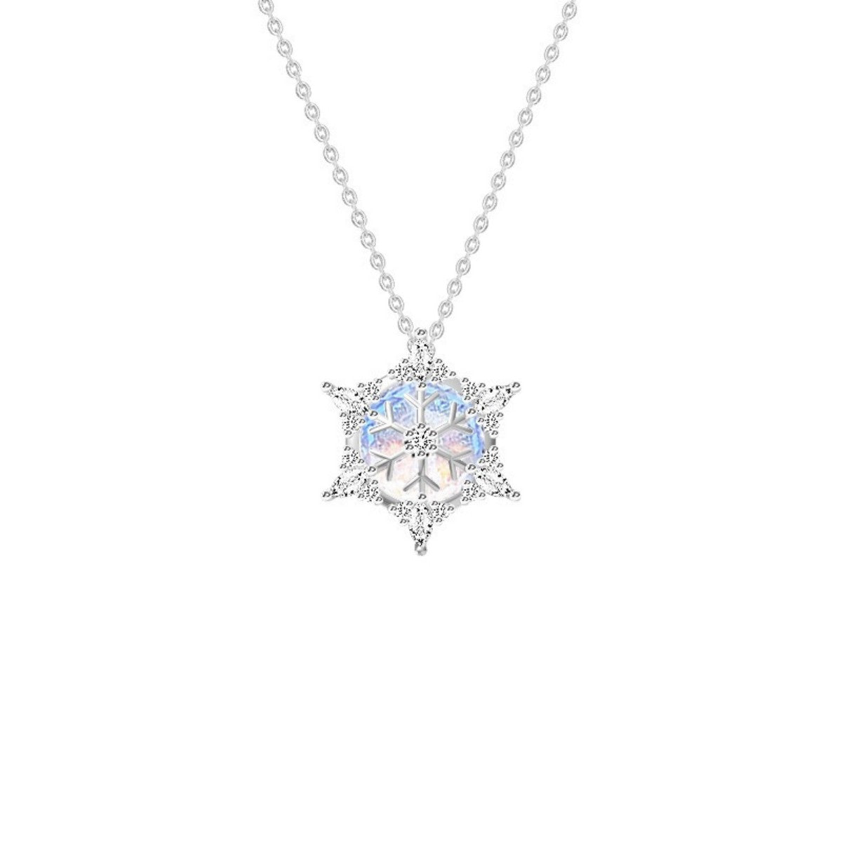 925 Sterling Silver Snowflake Pendant Necklace Winter Jewelry