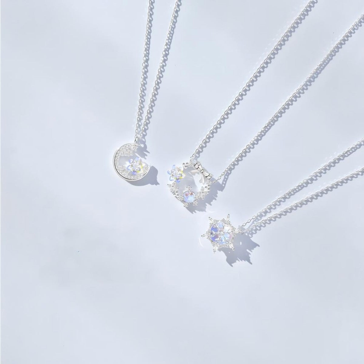 925 Sterling Silver Snowflake Pendant Necklace Winter Jewelry
