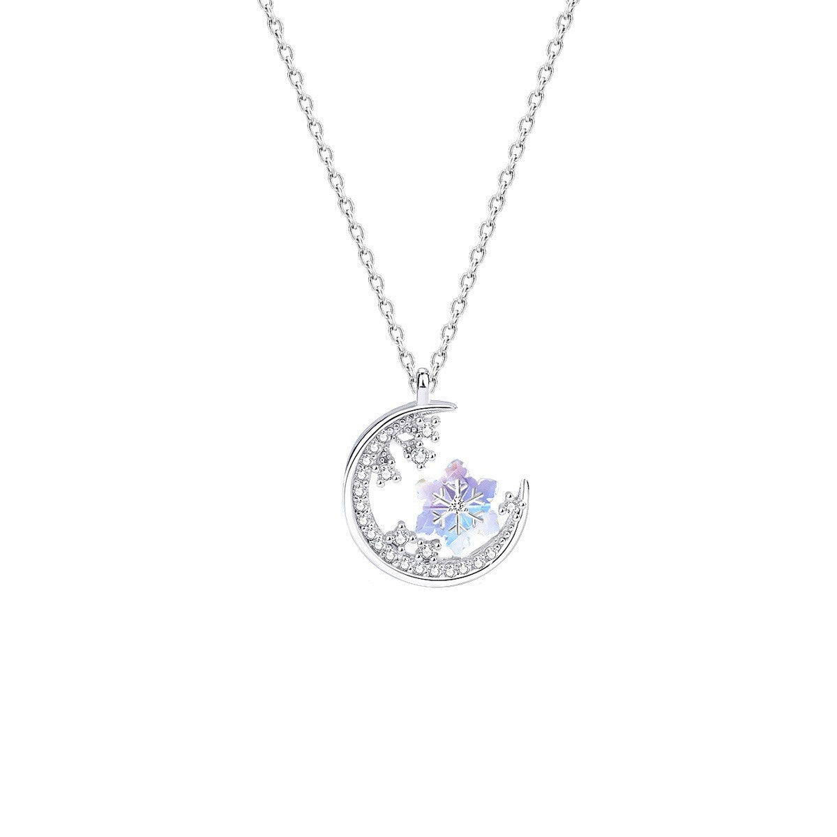 925 Sterling Silver Snowflake Pendant Necklace Winter Jewelry