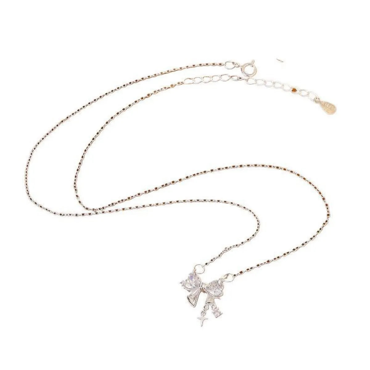 999 Pure Silver Bow Necklace Elegant Hypoallergenic Jewelry
