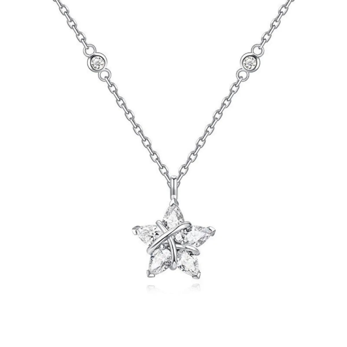 925 Sterling Silver Wishing Star Jewelry Set Necklace Earrings Bracelet