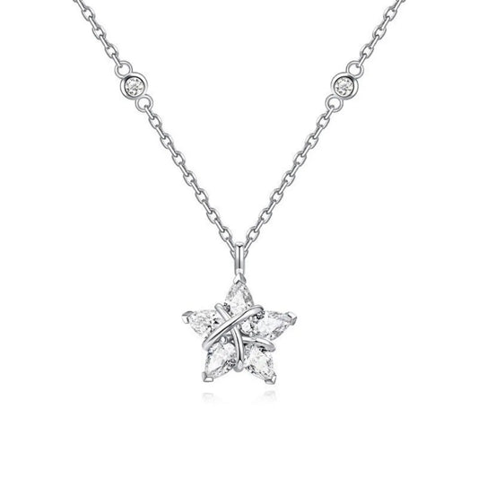 925 Sterling Silver Wishing Star Jewelry Set Necklace Earrings Bracelet
