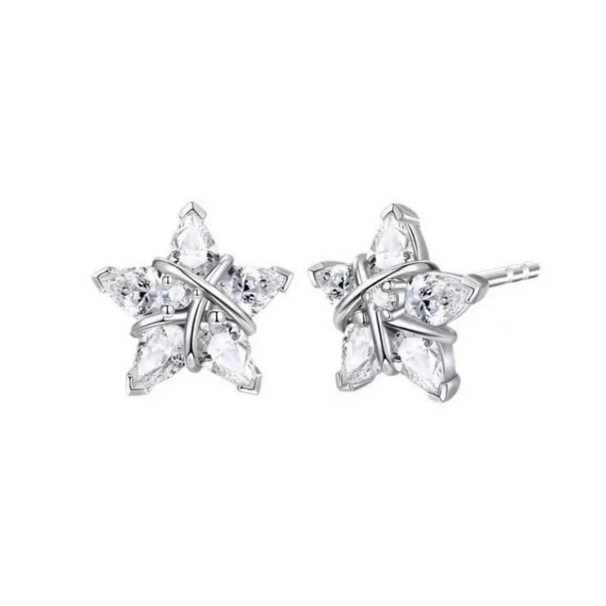 925 Sterling Silver Wishing Star Jewelry Set Necklace Earrings Bracelet