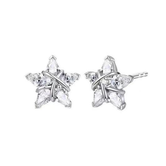 925 Sterling Silver Wishing Star Jewelry Set Necklace Earrings Bracelet