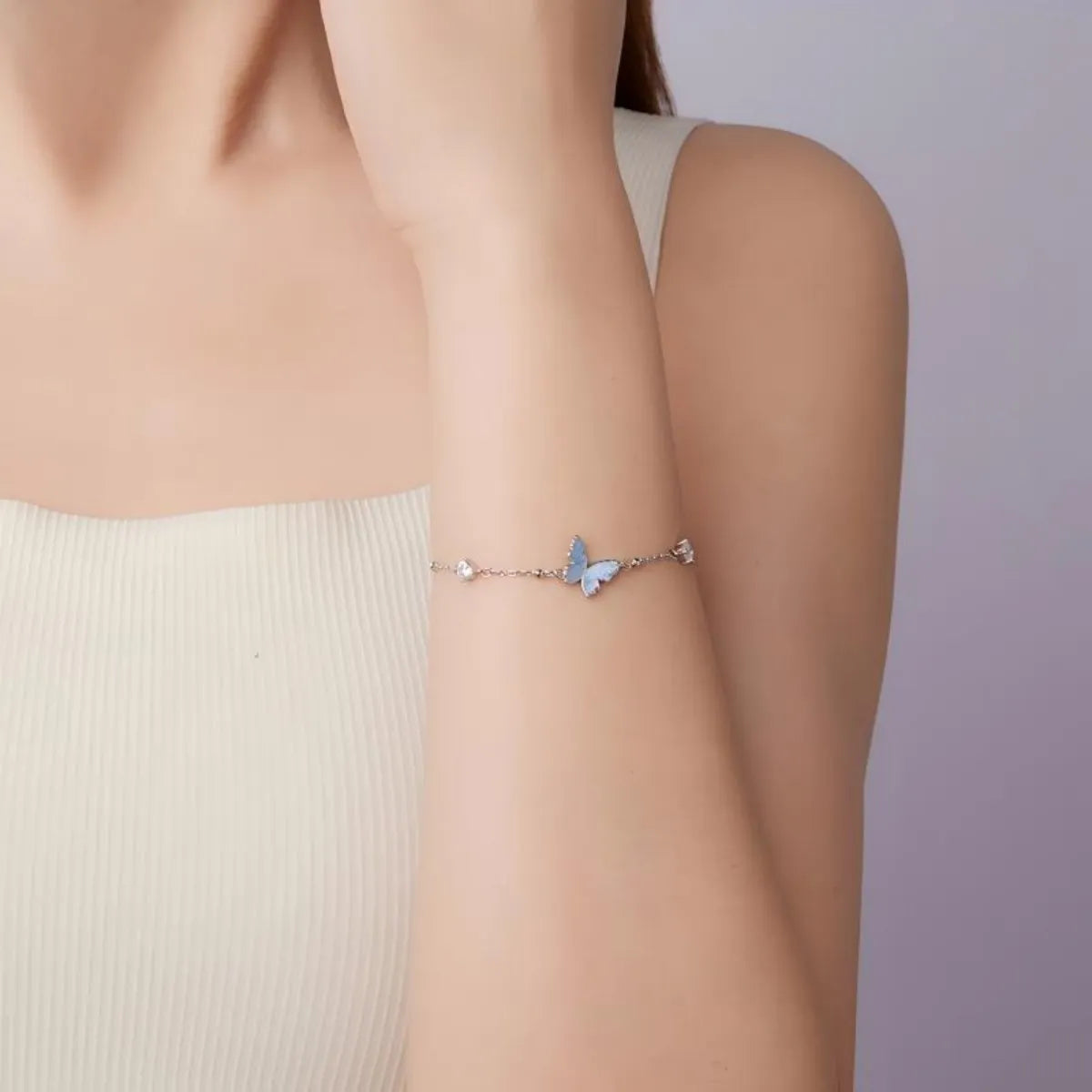 925 Sterling Silver Blue Enamel Butterfly Jewelry Set Earrings Ring Bracelet
