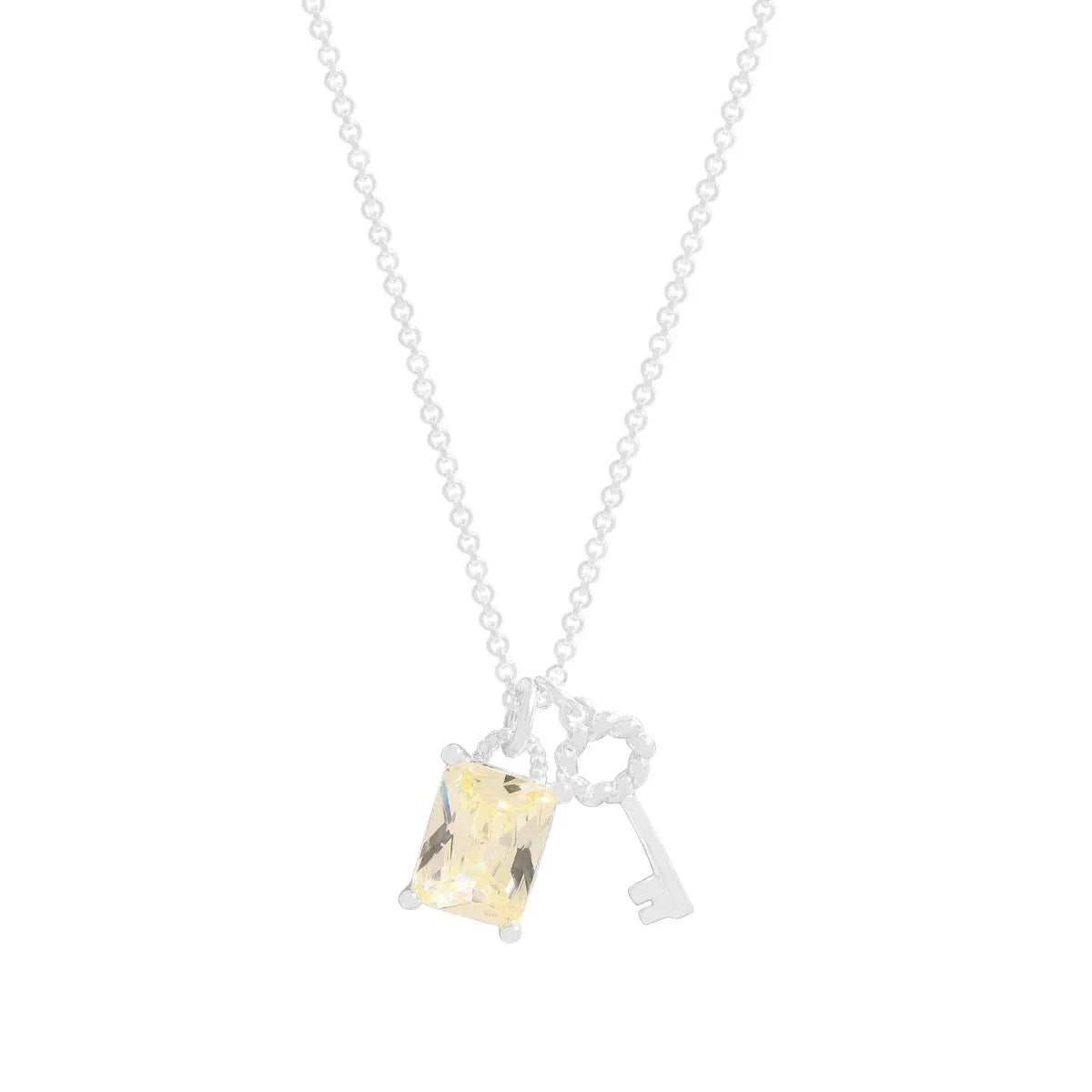 925 Sterling Silver Crystal Key Pendant Necklace – Adjustable & Elegant